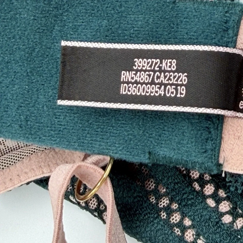 Victoria's Secret 34DD Lined Plunge Lace Bra Green Pink Cutout‎